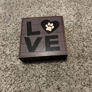 Wooden Love Sign with Paw Print